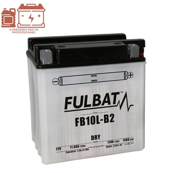 BATTERIE FB10L-B2 FULBAT 12V11AH CLASSIC 125 LG135 L90 H145 (LIVRE AVEC ACIDE) ADAPT. X9