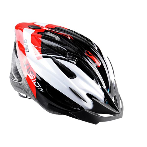 CASQUE ROUTE / VTT OPTIMIZ O300 VISION ROUGE / BLANC / NOIR VERNI REGLAGE OCCIPITAL T.M (55 / 58)