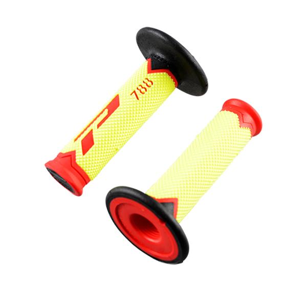 GRIPS PROGRIP 788    NEON YELLOW/RED/BLACK    TRIPLE DENSITY     115mm    (PAIR)