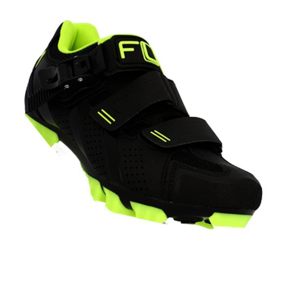 CHAUSSURE VTT FLR ELITE F65 T40 NOIR / JAUNE 2 BANDES AUTO AGRIPPANTES  + CLIC (PR)