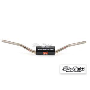 GUIDON MECABOITE / MOTO STAGE6 FATBAR OVERSIZE 28.6 + MOUSSE ALU TITANE (L805 H 110)
