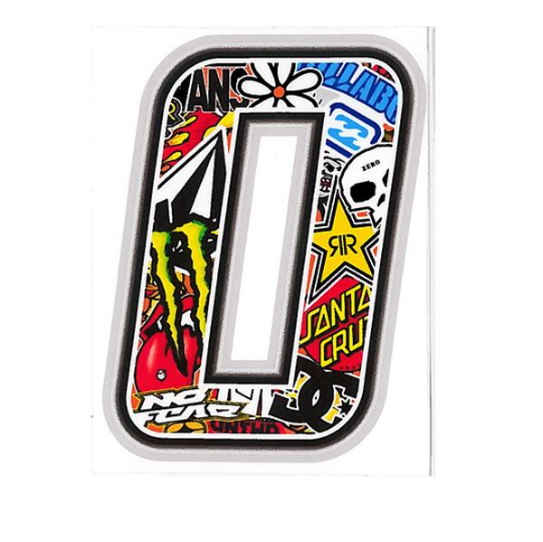 AUTOCOLANTE NÚMERO 0 BOMBING 10X7.5CM