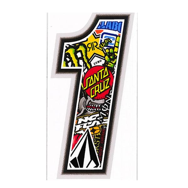 AUTOCOLANTE NÚMERO 1 BOMBING 10X7.5CM