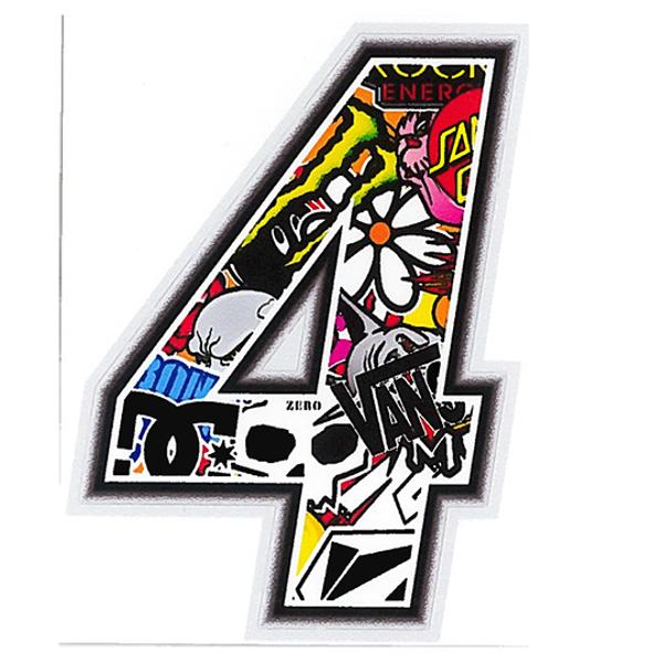 AUTOCOLANTE NÚMERO 4 BOMBING 10X7.5CM