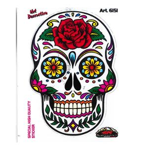 AUTOCOLLANT BOMBING TETE DE MORT MEXICAINE (10X12CM)