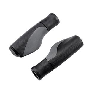 GRIPS -BICYCLE- OPTIMIZ ERGONOMIC RUBBER BLACK/GREY - OPEN END WITH CAPS 130mm