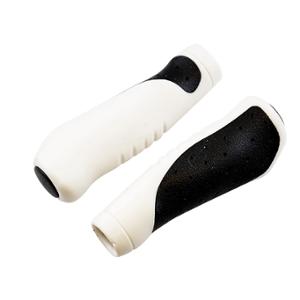 GRIPS -BICYCLE- CLARKS ERGONOMIC  WHITE/BLACK 132mm WITH CAPS (PAIR)