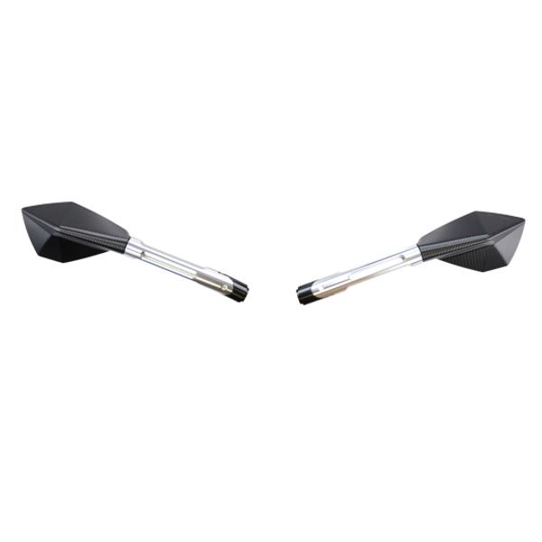 WING MIRROR -UNIVERSAL- TUN'R* ECHO ALU CNC LONG BLACK/SILVER (PAIR)