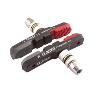 BRAKE PAD HOLDER MTB -SCREW- CLARKS V-BRAKE ASYMETRIC 3-GUM BLACK/RED/GREY (PAIR)