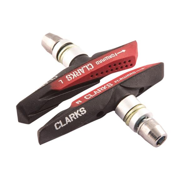 BRAKE PAD HOLDER MTB -SCREW- CLARKS V-BRAKE ASYMETRIC 2-GUM BLACK/RED/GREY (PAIR)
