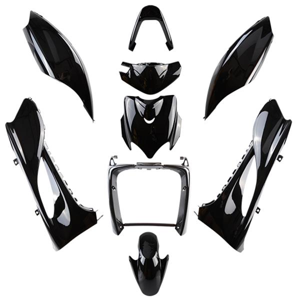 BODY KIT -SCOOTER- TUN'R FOR MBK 50 MACH G/YAMAHA 50 JOG RR BLACK  - 9 PARTS