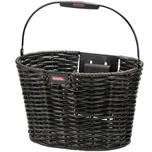 BASKET -FRONT BRAIDED WITH CLIPS & HANDLE KLICKFIX STRUCTURA OVAL 16L BROWN/BLACK 39X28X24cm