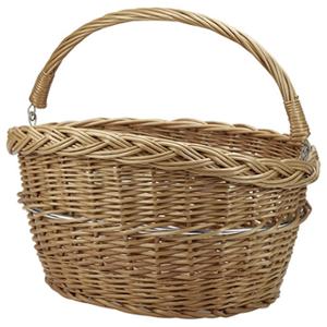 BASKET -FRONT- BRAIDED WICKER WITH CLIPS KLICKFIX 18L BROWN WITH HANDLE 40x32x26cm (NO BRACKET)