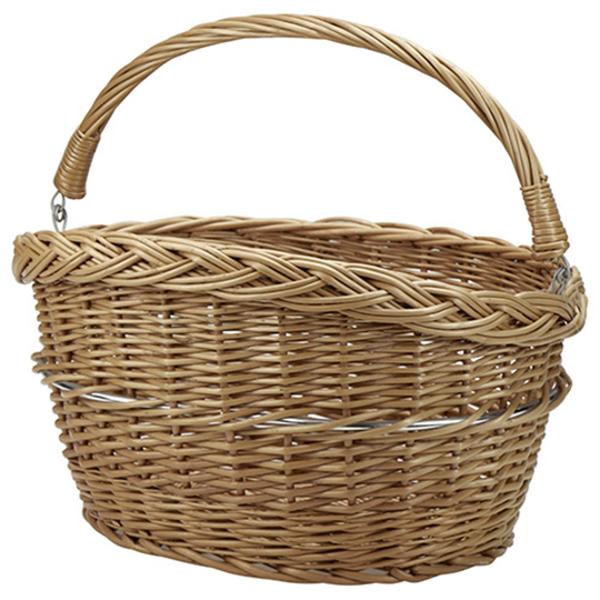 BASKET -FRONT- BRAIDED WICKER WITH CLIPS KLICKFIX 18L BROWN WITH HANDLE 40x32x26cm (NO BRACKET)