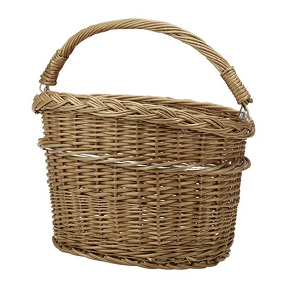 BASKET FRONT WITH CLIPS WICKER MINI 13L BROWN WITH HANDLE 34X27X26 CM WITHOUT MOUNTING