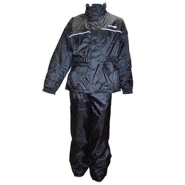 JACKET + PANTS RAIN TRENDY (SET OF 2 PARTS) -BLACK- SIZE  L