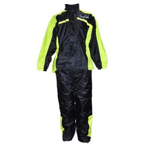 VESTE + PANTALON PLUIE TRENDY NOIR / JAUNE FLUO (ENSEMBLE 2 PIECES) TAILLE M