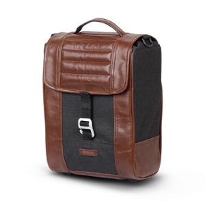 SACOCHE LATERALE / CAVALIERE SHAD NOIR / MARRON 10 LITRES TYPE CAFE RACER