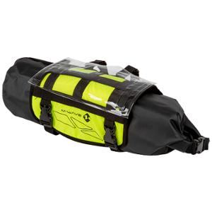 SACOCHE VELO CINTRE GRAVEL M WAVE 100 % WATERPROOF NOIR / JAUNE FLUO VOLUME 10L (590X230MM)