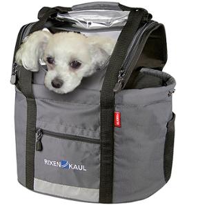 BASKET -FRONT- WITH CLIPS FABRICS KLICKFIX ANIMALS DOGGY 24L GREY 38X25/40X29CM (WITHOUT FIXINGS)