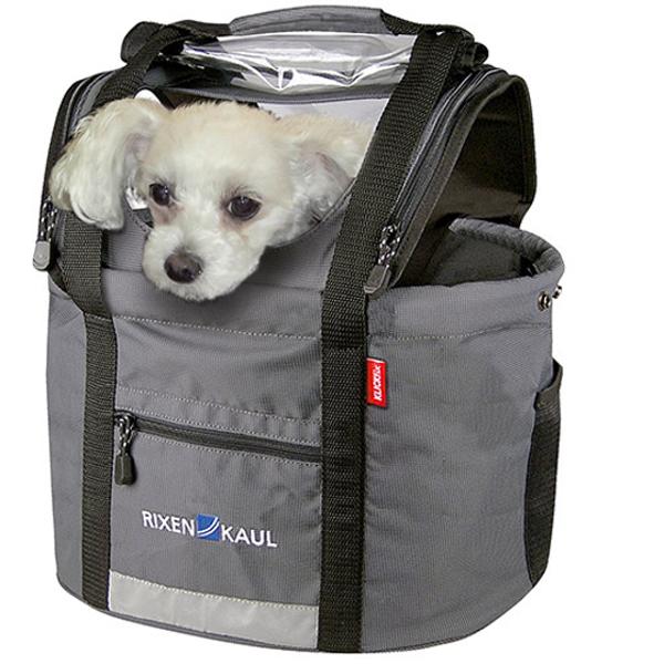 BASKET -FRONT- WITH CLIPS FABRICS KLICKFIX ANIMALS DOGGY 24L GREY 38X25/40X29CM (WITHOUT FIXINGS)