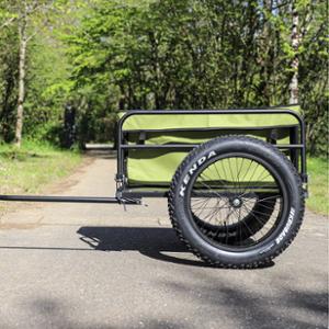 BICYCLE TRAILOR -CARGO SURFER- STEEL OPTIMIZ KHAKI -HUB MOUNT- WHEELS 20"X4.00 - L78xW31xH36
