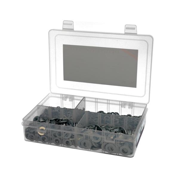 RONDELLE PLATE ACIER (COFFRET PANACHE M5 / M6 / M8 / M10 - BOITE DE 1550 PIECES)