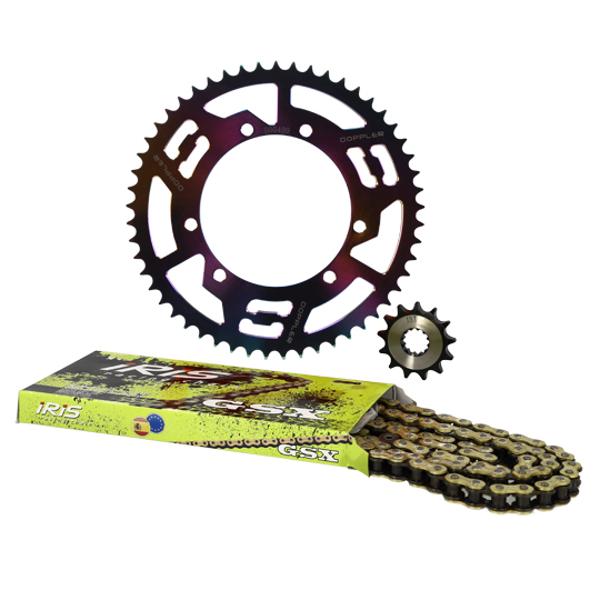 KIT CHAINE DOPPLER ALU ADAPT. SHERCO ENDURO / SM 428 13X53DTS D110 FIX 3X2 ALU NEOCHROME