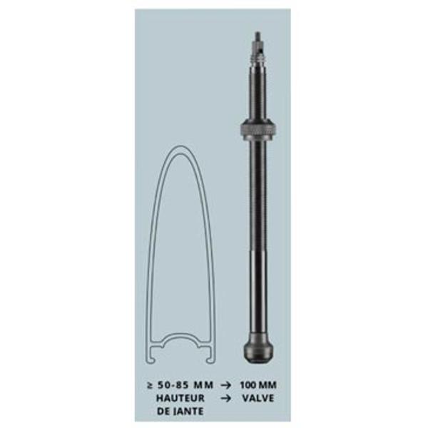 VALVE TUBELESS PRESTA SCHWALBE ALU NOIR 100MM (X2) AV.DEMONTE OBUS