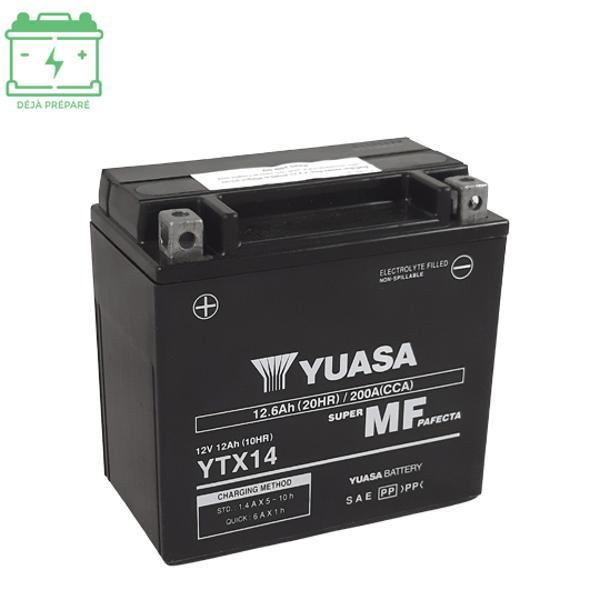 BATTERY YTX14 YUASA 12V12Ah - NO MAINTENANCE - AGM FACTORY ACTIVATED