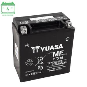 BATTERY YTX16 YUASA 12V14Ah - NO MAINTENANCE - AGM FACTORY ACTIVATED