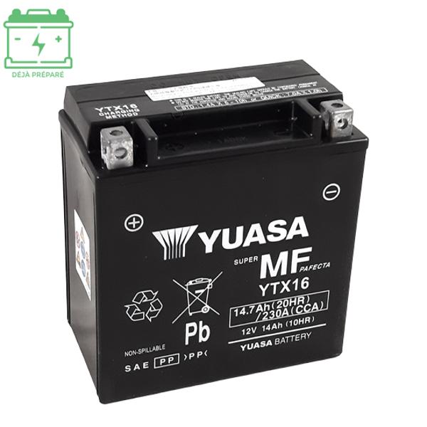 BATTERY YTX16 YUASA 12V14Ah - NO MAINTENANCE - AGM FACTORY ACTIVATED
