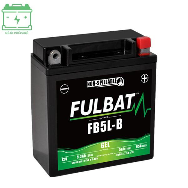 BATTERIE FB5L-B FULBAT 12V5AH LG120 L60 H130 (GEL - SANS ENTRETIEN) - ACTIVEE USINE