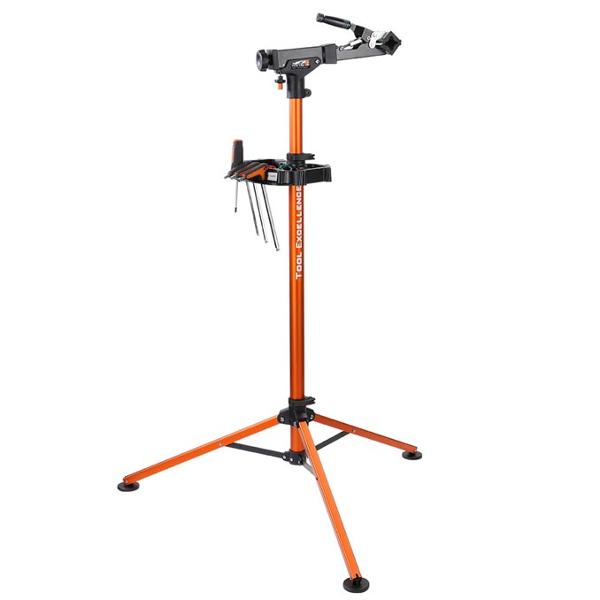 SOPORTE DE TALLER BICICLETA MONTAJE PLEGABLE SUPER B TB-WS30 CON BANDEJA NARANJA