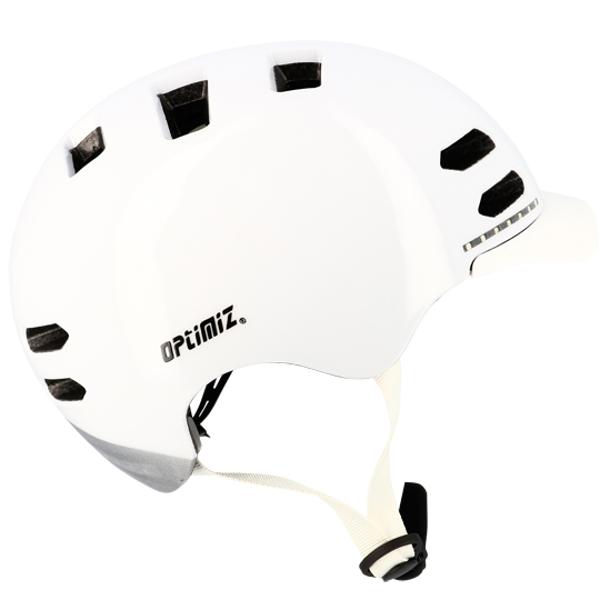 CASQUE URBAIN OPTIMIZ O370 BLANC BRILLANT IN MOLD T.M (55 / 58) LED ET CLIGNO - PRIX NET -