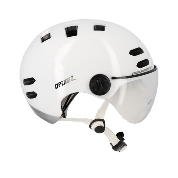 HELMET -URBAN- OPTIMIZ O390 SHINY WHITE IN MOLD SIZE: L (58/61) INDICATOR + BLUETOOTH