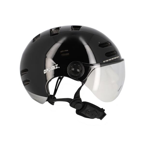 CASQUE URBAIN OPTIMIZ O390 NOIR BRILLANT IN MOLD T.M (55 / 58) CLIGNO / BLUETOOTH