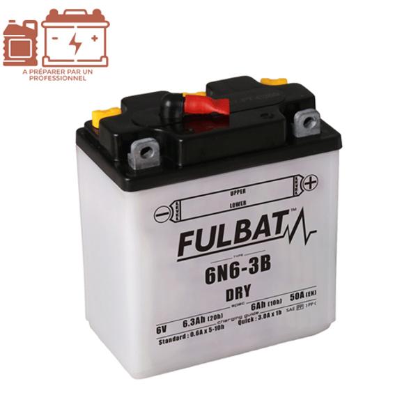 BATTERIE 6N6-3B FULBAT 6V6AH CLASSIC LG99 L57 H111  (LIVRE AVEC ACIDE)