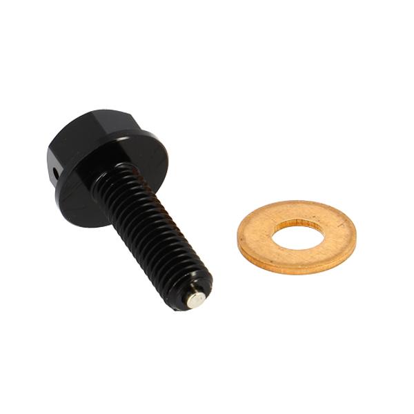 SUMP PLUG MAGNETIC BLACKWAY M8X1.25 -25MM - BLACK WITH COPPER SEAL