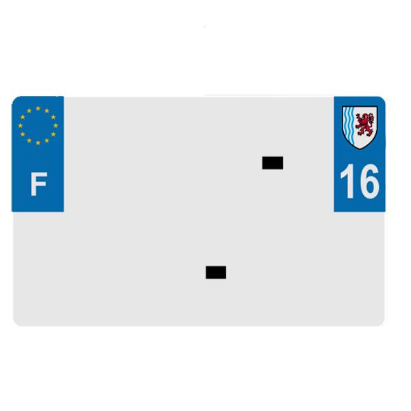 PLAQUE IMMAT. PLEXI PMMA BLANCHE 210X140 SIV REALISE - DEPT 16  -CHARENTE (X1)