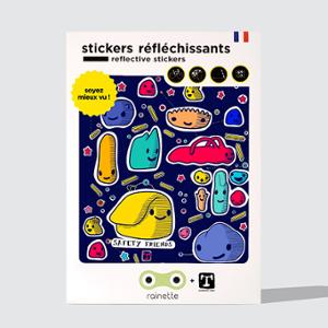 AUTOCOLLANT / STICKER REFLECHISSANT RAINETTE SAFETY FRIENDS (PLANCHE 13X15.5CM)