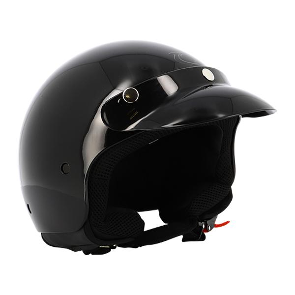 HELMET -OPEN FACE- VISOR TRENDY T-100 VINTAGE BLACK VARNISHED T53-54 XS
