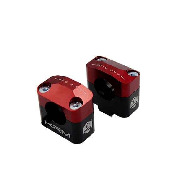 ABRAZADERA ELEV PARA MANILL MECAB/MOTO KRM PRO RIDE ALU PARA MANILL 28.6MM-NEGRO/ROJO (X2)