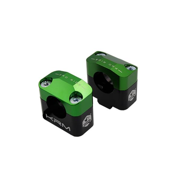 ABRAZADERA ELEV PARA MANILL MECAB/MOTO KRM PRO RIDE ALU PARA MANILL 28.6MM-NEGR/VERDE (X2)