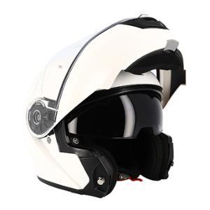 CASQUE MODULABLE DOUBLE ECRAN TRENDY T-706 BLANC VERNI T57-58 M