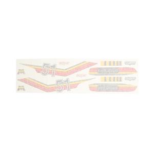 AUTOCOLLANT CYCLO MARQUE MOTOBECANE ROUGE / JAUNE / ORANGE  ADAPT. MBK 51 / MOTOBECANE -10 PCS