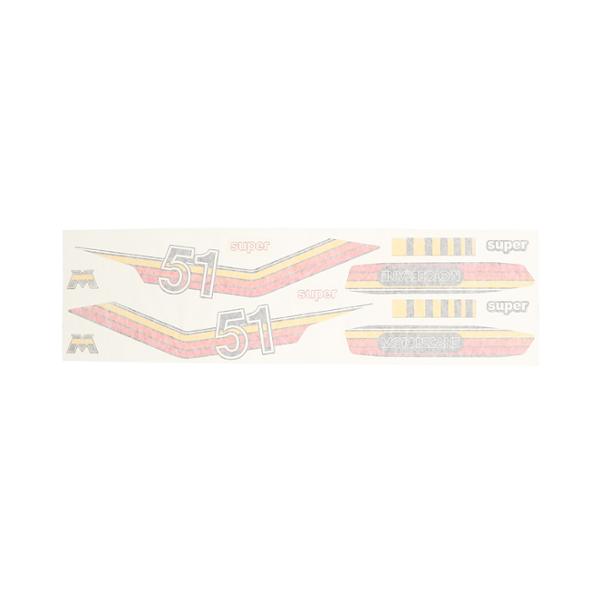 AUTOCOLLANT CYCLO MARQUE MOTOBECANE ROUGE / JAUNE / ORANGE  ADAPT. MBK 51 / MOTOBECANE -10 PCS