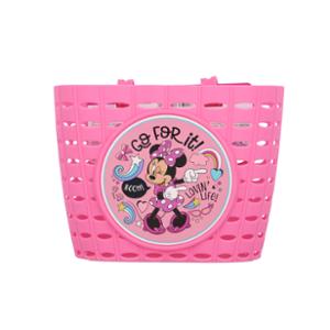 BASKET -FRONT- KIDS PLASTIC DISNEY MINNIE PINK STRAP ATTACHMENT