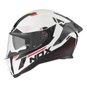 CASQUE INTEGRAL DOUBLE ECRAN NOX N303S NEO BLANC VERNI / ROUGE T53-54 XS