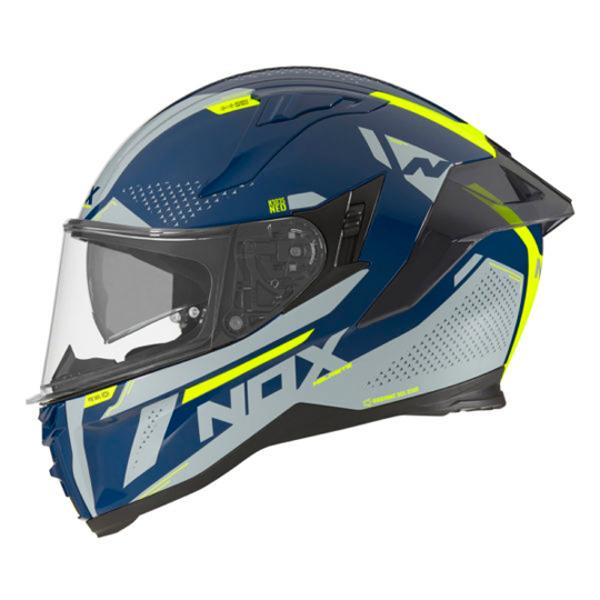 CASQUE INTEGRAL DOUBLE ECRAN NOX N303S NEO BLEU PETROLE / ARGENT T53-54 XS